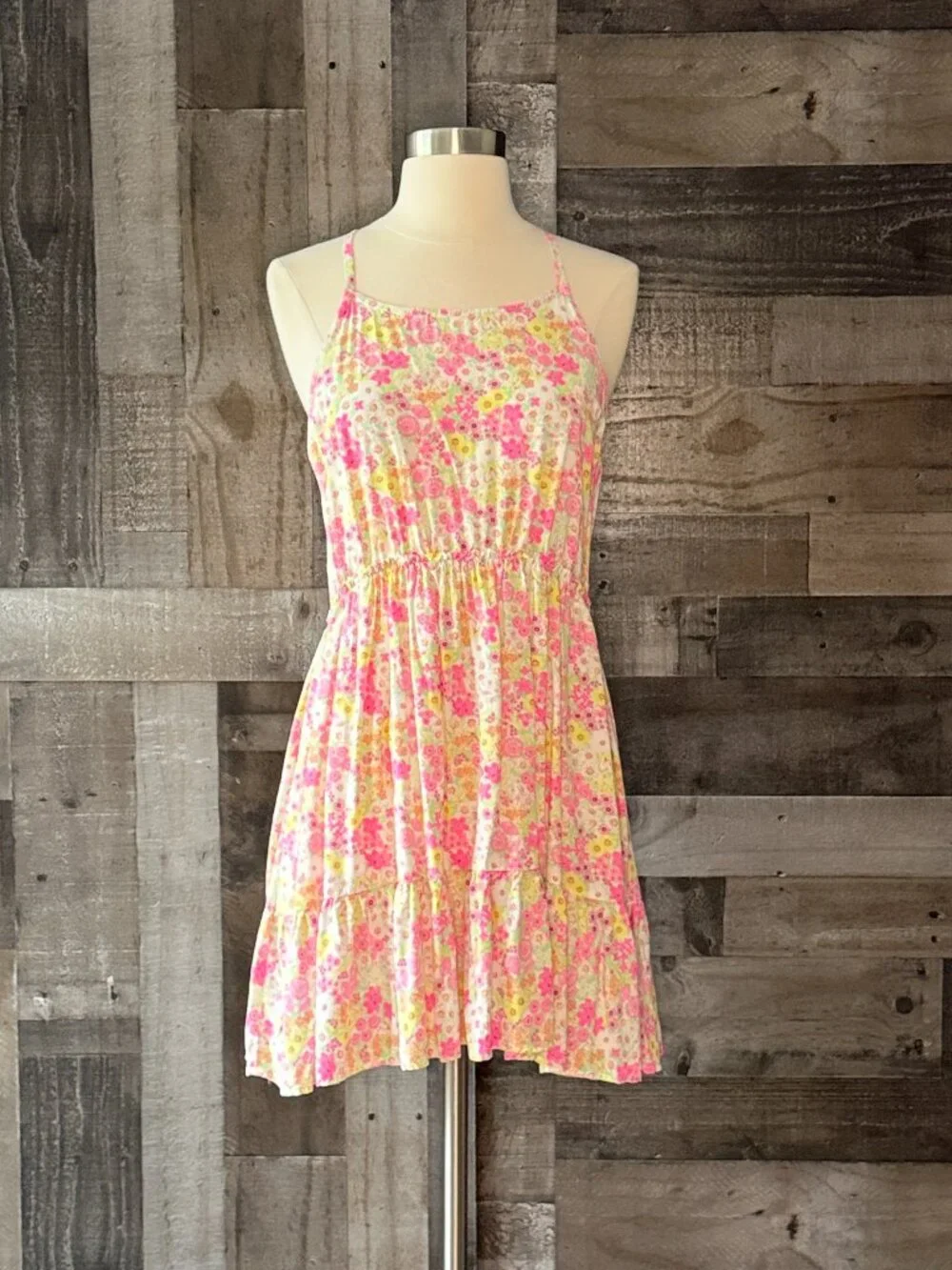 The Children's Place neon floral dress girl size 16 summer vacation garden party